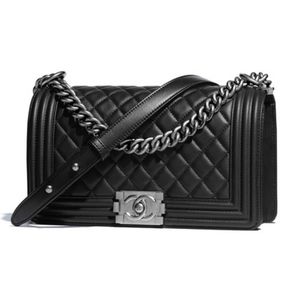 Chanel Boy Calfskin & Ruthenium Medium Black